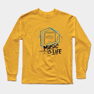 "Neon Rhythms: Music Is Life Art Print" - Rhythm and Harmony Long Sleeve T-Shirt